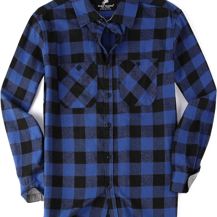 Mens Button down Regular Fit Long Sleeve Casual Flannel Shirts