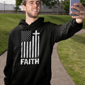 Cross Hoodie Men Christian USA Flag Faith Patriotic Pullover