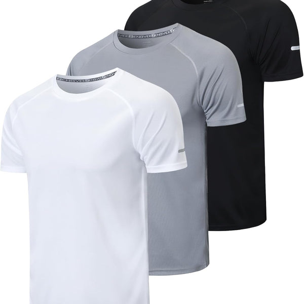 Men'S 1/3 Pack Workout Shirts Quick Dry Mesh Athletic T-Shirts