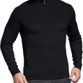 Mens Slim Fit Zip up Mock Neck Polo Sweater Casual Long Sleeve Sweater and Pullover Sweaters with Ribbing Edge