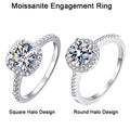 100% Moissanite Rings 1CT 2CT 3CT Brilliant Diamond Halo Engagement Rings for Women Girls Promise Gift Sterling Silver Jewelry