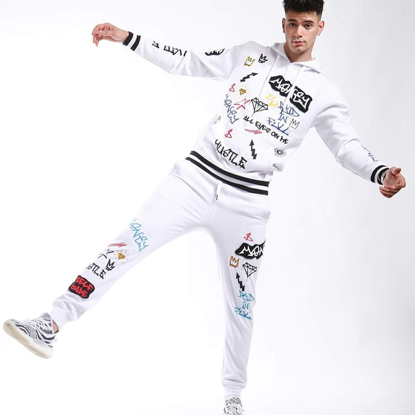 BRAND Mens Hip Hop Premium Slim Fit Track Pants - Athletic Jogger Bottom with Side Taping