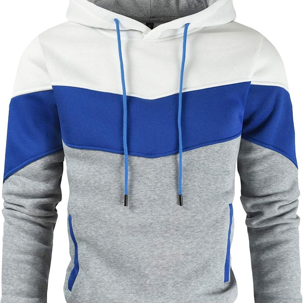 Men'S Novelty Color Block Pullover Fleece Hoodie Casual Sweatshirt
