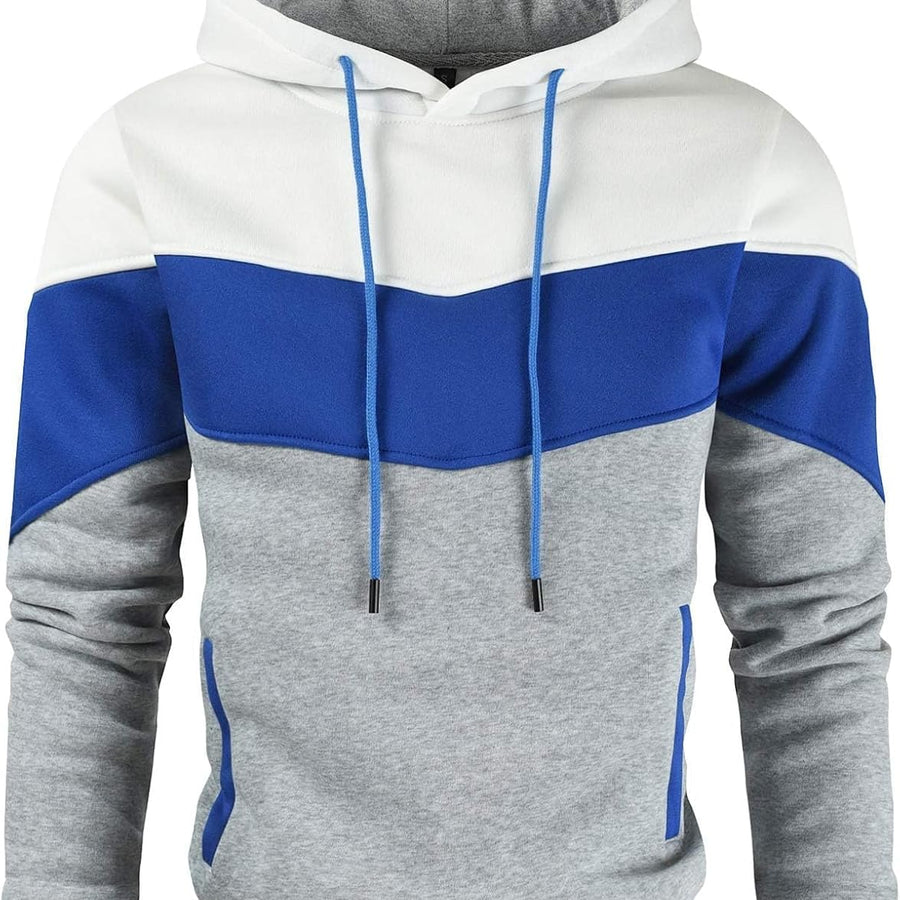 Men'S Novelty Color Block Pullover Fleece Hoodie Casual Sweatshirt