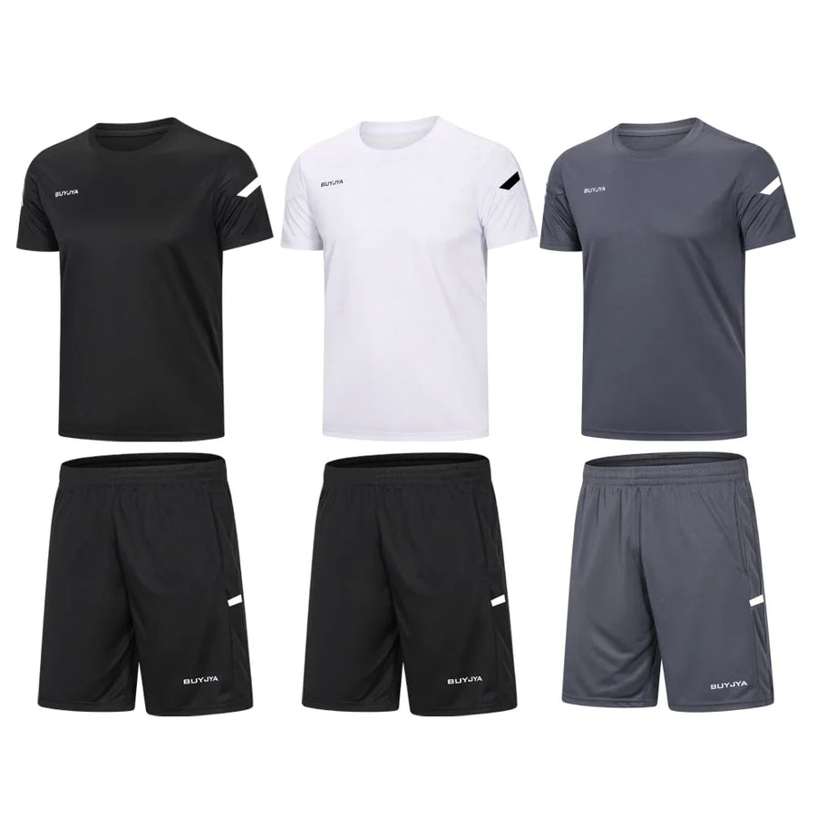 3Pack Men'S Workout Set Gym Clothes Active Shorts Shirt Set for Running Basketball Football and Daily Life,Size S-3XL