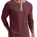 Crew Neck Henley Men Shirts Long Sleeve Shirts for Men Casual Color Block Tops