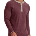 Crew Neck Henley Men Shirts Long Sleeve Shirts for Men Casual Color Block Tops